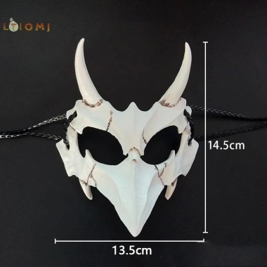 Mặt nạ Demon Skeleton răng dài, nửa mặt Rồng Sói Hổ Halloween, giá 38.448₫ 5