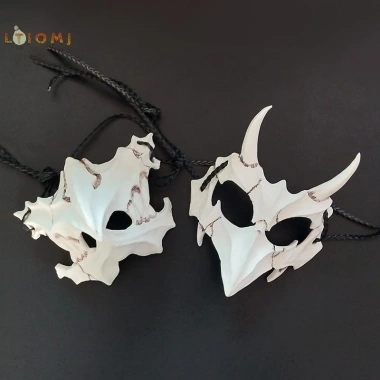 Mặt nạ Demon Skeleton răng dài, nửa mặt Rồng Sói Hổ Halloween, giá 38.448₫ 9