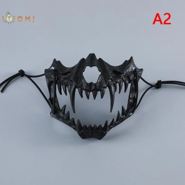 Mặt nạ Demon Skeleton răng dài, nửa mặt Rồng Sói Hổ Halloween, giá 38.448₫ 10