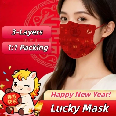 Mặt nạ đỏ chống bụi, khói mù - Thích hợp Tết Nguyên Đán cho người lớn, giá ưu đãi 15.200 VND