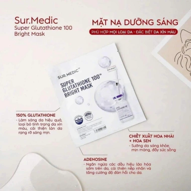 Mặt Nạ Dưỡng Trắng Sur.Medic Bright Glutathione 30g - Tái tạo da, làm sáng, giảm thâm, giá chỉ 33.000đ 5 Mặt Nạ Dưỡng Trắng Sur.Medic Bright Glutathione 30g - Tái tạo da, làm sáng, giảm thâm, giá chỉ 33.000đ 5