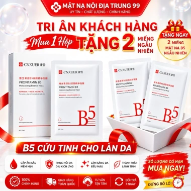 Mặt Nạ Giấy CNXUER Vitamin B5 Đỏ 25ml - Dưỡng ẩm sâu, 10 tặng 2 miếng, Giá 95.000₫