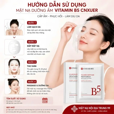 Mặt Nạ Giấy CNXUER Vitamin B5 Đỏ 25ml - Dưỡng ẩm sâu, 10 tặng 2 miếng, Giá 95.000₫ 5 Mặt Nạ Giấy CNXUER Vitamin B5 Đỏ 25ml - Dưỡng ẩm sâu, 10 tặng 2 miếng, Giá 95.000₫ 5