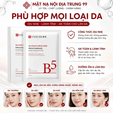 Mặt Nạ Giấy CNXUER Vitamin B5 Đỏ 25ml - Dưỡng ẩm sâu, 10 tặng 2 miếng, Giá 95.000₫ 6 Mặt Nạ Giấy CNXUER Vitamin B5 Đỏ 25ml - Dưỡng ẩm sâu, 10 tặng 2 miếng, Giá 95.000₫ 6