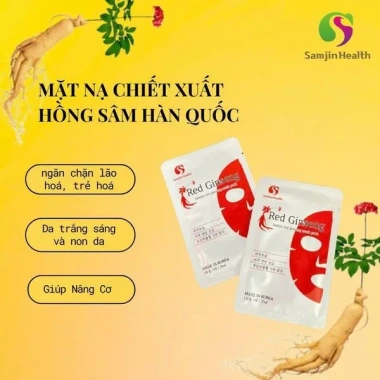 Mặt Nạ Hồng Sâm Hàn Quốc SAMJINHEALTH 10 miếng - Truyền Trắng, Nâng Cơ, Chống Lão Hóa - Giá chỉ 25.000đ