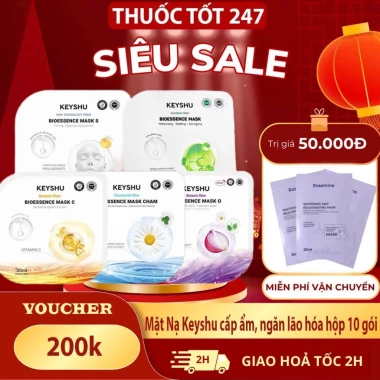 Mặt Nạ Keyshu Sợi Xơ Rau Má 30ml - Cấp ẩm, Ngừa lão hóa, Giá 200.000đ giảm từ 248.000đ
