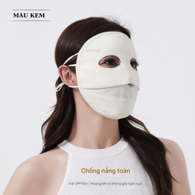 Mặt Nạ Khẩu Trang Toàn Mặt Lụa Lạnh Full Face Chống UV Cao Cấp - Giảm giá 65k, Tặng Thẻ Test UV 5