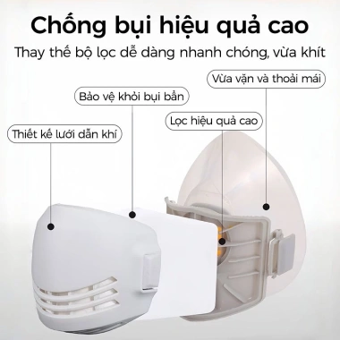 Mặt nạ KN95 silicone mềm chống khí, bụi, khói - Khẩu trang phun sơn 27.800₫ 3