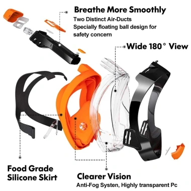 Mặt nạ lặn toàn mặt nam nữ Scuba Gear - Gắn camera, tháo rời, kính ống thở, giảm 22%
