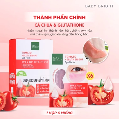 Mặt nạ mắt Cà chua Gluta Baby Bright - Dưỡng sáng, giảm bọng, chỉ 25.000 VND