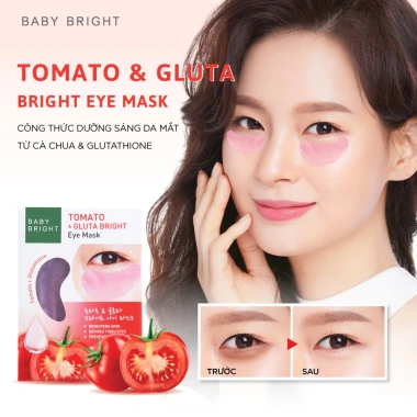 Mặt nạ mắt Cà chua Gluta Baby Bright - Dưỡng sáng, giảm bọng, chỉ 25.000 VND
