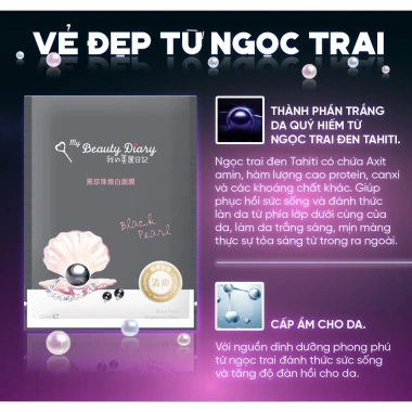 Mặt Nạ My Beauty Diary Ngọc Trai Đen 8 miếng 23ml Trắng Da Giá chỉ 239.000đ