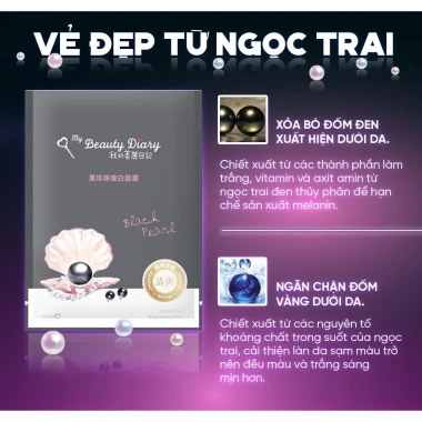 Mặt Nạ My Beauty Diary Ngọc Trai Đen 8 miếng 23ml Trắng Da Giá chỉ 239.000đ