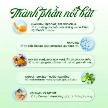 Mặt Nạ Nhân Sâm Tươi 100ml Dân Bùi - Trắng Sáng, Giảm Thâm Nám, Dưỡng sâu