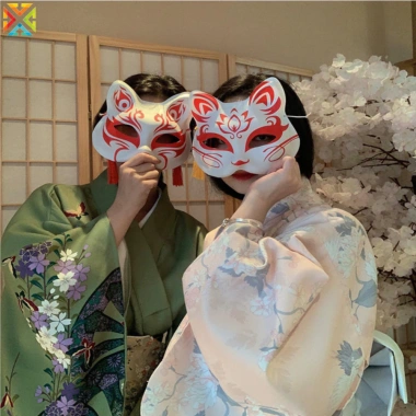 Mặt Nạ Nữ Retro Little Fox DIY Nhật Bản - Cosplay Mèo Dễ Thương Halloween Anime, Giá 34,655 VND