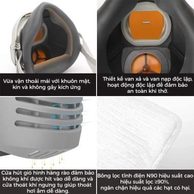 Mặt nạ phòng độc silicone mềm, khẩu trang chống bụi, phun sơn - Giá chỉ 28.800₫ 3