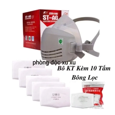 Mặt nạ phòng độc Silicone Strong ST_AG - Khẩu trang chống bụi mịn, kèm 10 tấm lọc, bảo vệ nhà xưởng, mùi hôi - 265.000₫