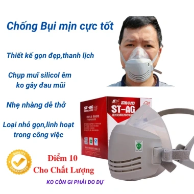 Mặt nạ phòng độc Silicone Strong ST_AG - Khẩu trang chống bụi mịn, kèm 10 tấm lọc, bảo vệ nhà xưởng, mùi hôi - 265.000₫