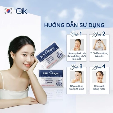 Mặt Nạ Sheet GIK Hàn Quốc PRP Collagen B5 B3 30ml - Cấp Ẩm, Phục Hồi Da 15.000₫ 4 Mặt Nạ Sheet GIK Hàn Quốc PRP Collagen B5 B3 30ml - Cấp Ẩm, Phục Hồi Da 15.000₫ 4