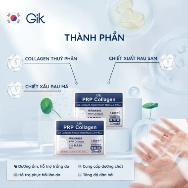 Mặt Nạ Sheet GIK Hàn Quốc PRP Collagen B5 B3 30ml - Cấp Ẩm, Phục Hồi Da 15.000₫