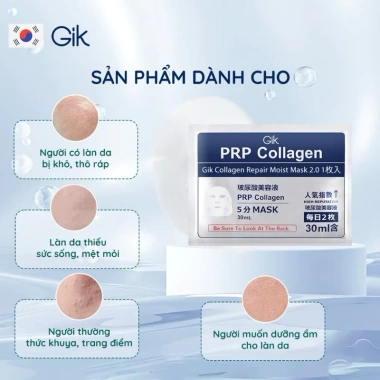Mặt Nạ Sheet GIK Hàn Quốc PRP Collagen B5 B3 30ml - Cấp Ẩm, Phục Hồi Da 15.000₫