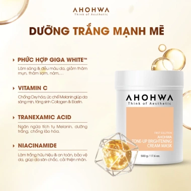Mặt nạ ủ trắng AHOHWA Tone‑Up 500g Dưỡng trắng tự nhiên, giảm thâm nám, 285.000₫
