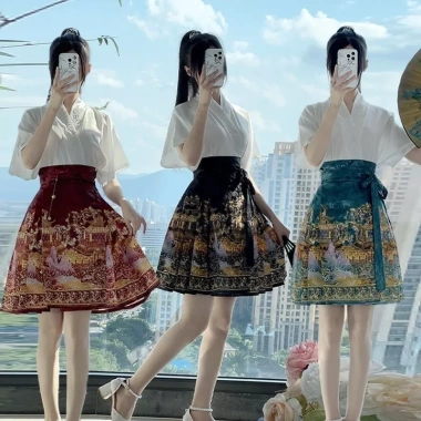 Mặt ngựa váy & áo ngắn phong cách cổ đại Trung Hoa cho học sinh và người lớn, giá ưu đãi 145.941₫ Mặt ngựa váy & áo ngắn phong cách cổ đại Trung Hoa cho học sinh và người lớn, giá ưu đãi 145.941₫