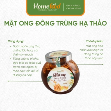 Mật ong Đông Trùng Hạ Thảo Vinabee 450g - Dinh Dưỡng Cao, Tăng Sức Khỏe, Giá 460k