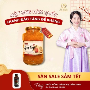 Mật ong Hàn Quốc ngâm gừng chanh đào nhân sâm - Tăng đề kháng, giảm đau họng, ngừa cảm lạnh - 269k (Giá gốc 349.7k)