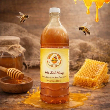 Mật ong hoa nhãn nguyên chất 1L Hoà Bình Honey - Chất lượng cao, giá chỉ 89.000đ