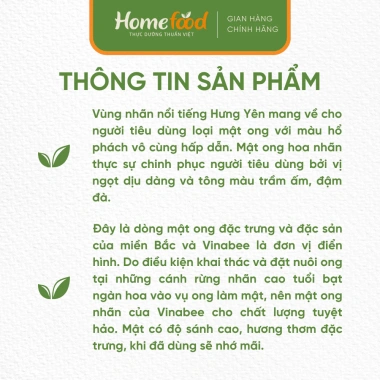 Mật ong hoa nhãn Vinabee 500g/1.000g - Ngọt thanh, bổ dưỡng, giá ưu đãi 139k 3