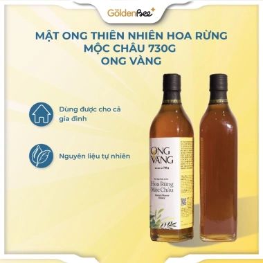 Mật Ong Hoa Rừng Mộc Châu Nguyên Chất Ong Vàng - Chai Thủy Tinh 730g - Thơm Ngon, Sánh Đặc, Thiên Nhiên - Giá 125k