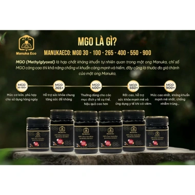 Mật ong Manuka Eco MGO 100+ nhập khẩu Úc giàu dinh dưỡng giảm giá 363.800đ 250/500gr