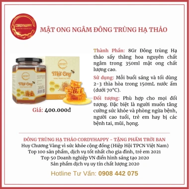 Mật Ong Ngâm Đông Trùng Hạ Thảo Thượng Hạng CordyHappy 350ml - 449k, Tăng Cường Sức Đề Kháng 7