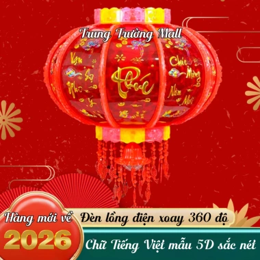 Mẫu 3D Đèn Lồng Cầu Điện Xoay 360 Chữ Nổi Lấp Lánh Trang Trí Tết 2.025 Giá 215k