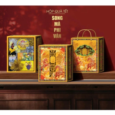 Mẫu Hot 2.026 Set Hộp Đựng Quà Tết Song Mã Phi Vân 1 Set + Túi Giá 65.000 3