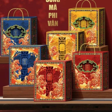 Mẫu Hot 2.026 Set Hộp Đựng Quà Tết Song Mã Phi Vân 1 Set + Túi Giá 65.000 5