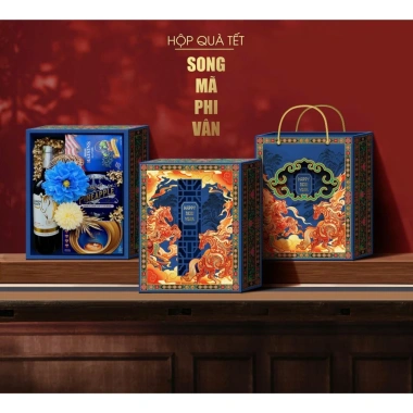 Mẫu Hot 2.026 Set Hộp Đựng Quà Tết Song Mã Phi Vân 1 Set + Túi Giá 65.000 7