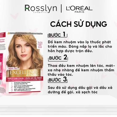 Màu nhuộm tóc L'Oreal Paris Excellence Crème 172ml: Dưỡng tóc, phủ bạc, bảo vệ gấp 3, giá chỉ 205.000₫ 7