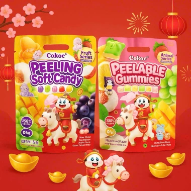 Mẫu Tết 2.026 Kẹo dẻo trái cây Bobo Cokoc hình thú Gói to 300‑375g Giá 74.000₫