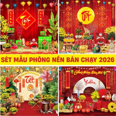 Mẫu Tranh Phông Nền Tết 2.026 Size tới 4m - Backdrop Decor Chụp Ảnh In 6D Vải KIM2 Giá ưu đãi 149k