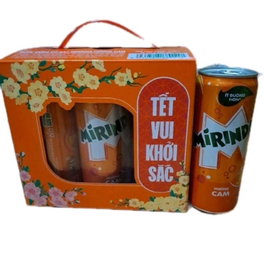 Mẫu Xuân Hộp Quà Tết Mirinda Cam 6 Lon 320ml - Đậm Đà, Thơm Ngon, Quà Tặng 80.996