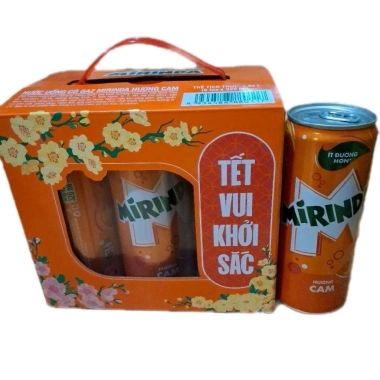 Mẫu Xuân Hộp Quà Tết Mirinda Cam 6 Lon 320ml - Đậm Đà, Thơm Ngon, Quà Tặng 80.996