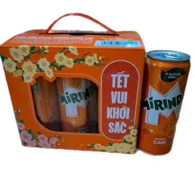 Mẫu Xuân Hộp Quà Tết Mirinda Cam 6 Lon 320ml - Đậm Đà, Thơm Ngon, Quà Tặng 80.996