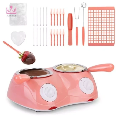 Maxrrh Nồi Sô Cô La Fondaue Điện 25W Dây 1.8m Đun Sô Cô La Nóng Chảy DIY Đơn Đôi