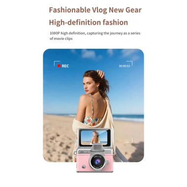Máy ảnh kỹ thuật số 2.025 CCD Châu Âu Mỹ bán chạy, màn hình lật selfie, vlog mini, phù hợp học sinh - Giá chỉ 688.114 VND 6