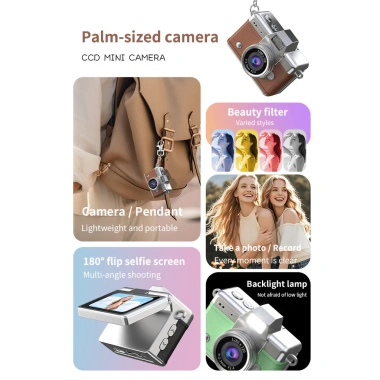 Máy ảnh kỹ thuật số 2.025 CCD Châu Âu Mỹ bán chạy, màn hình lật selfie, vlog mini, phù hợp học sinh - Giá chỉ 688.114 VND 8