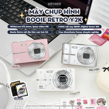 Máy ảnh kỹ thuật số Booi.e Retro Y2K 50MP: Siêu gọn, giá ưu đãi 859.000₫