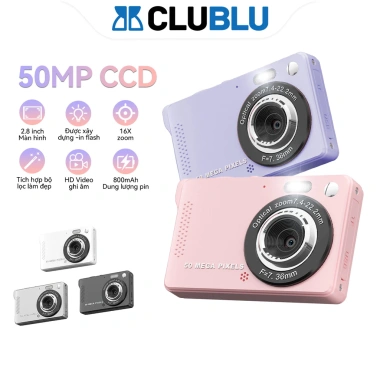 Máy Ảnh Kỹ Thuật Số CLUBLU M08 4K Zoom 50MP AF Tự Động Mini Dành Cho Học Sinh Giá Rẻ