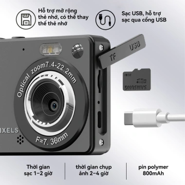 Máy Ảnh Kỹ Thuật Số CLUBLU M08 4K Zoom 50MP AF Tự Động Mini Dành Cho Học Sinh Giá Rẻ 7